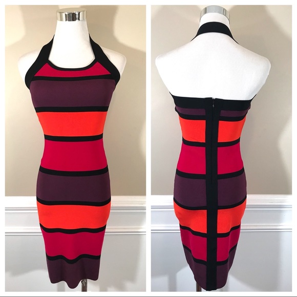 Express Dresses & Skirts - Express Striped Body-con Fit Halter Dress (S)